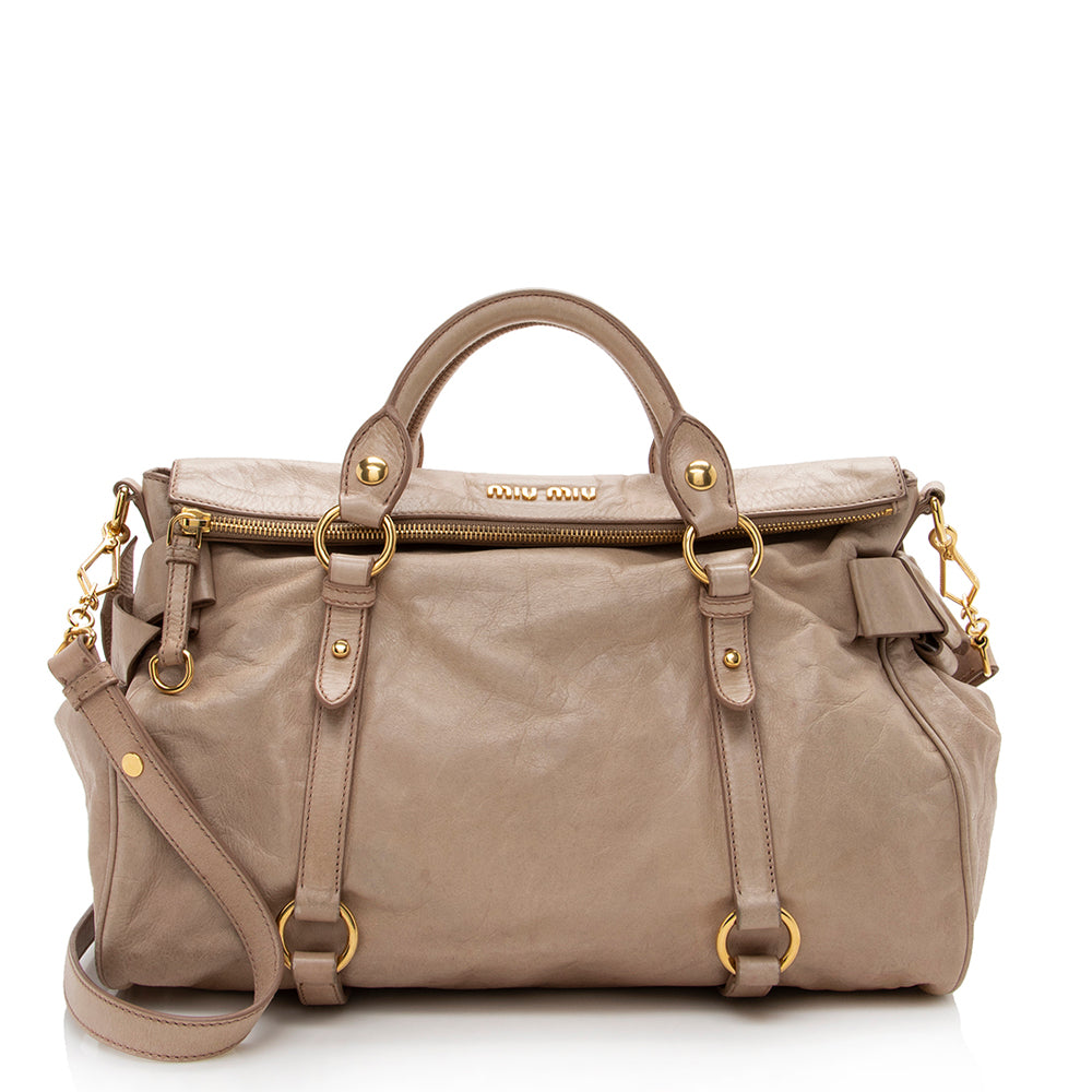 Miu Miu Vitello Lux Large Bow Satchel (SHF-15829)