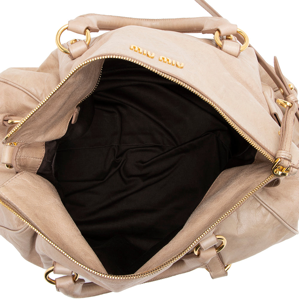 Miu Miu Vitello Lux Large Bow Satchel (SHF-15829)