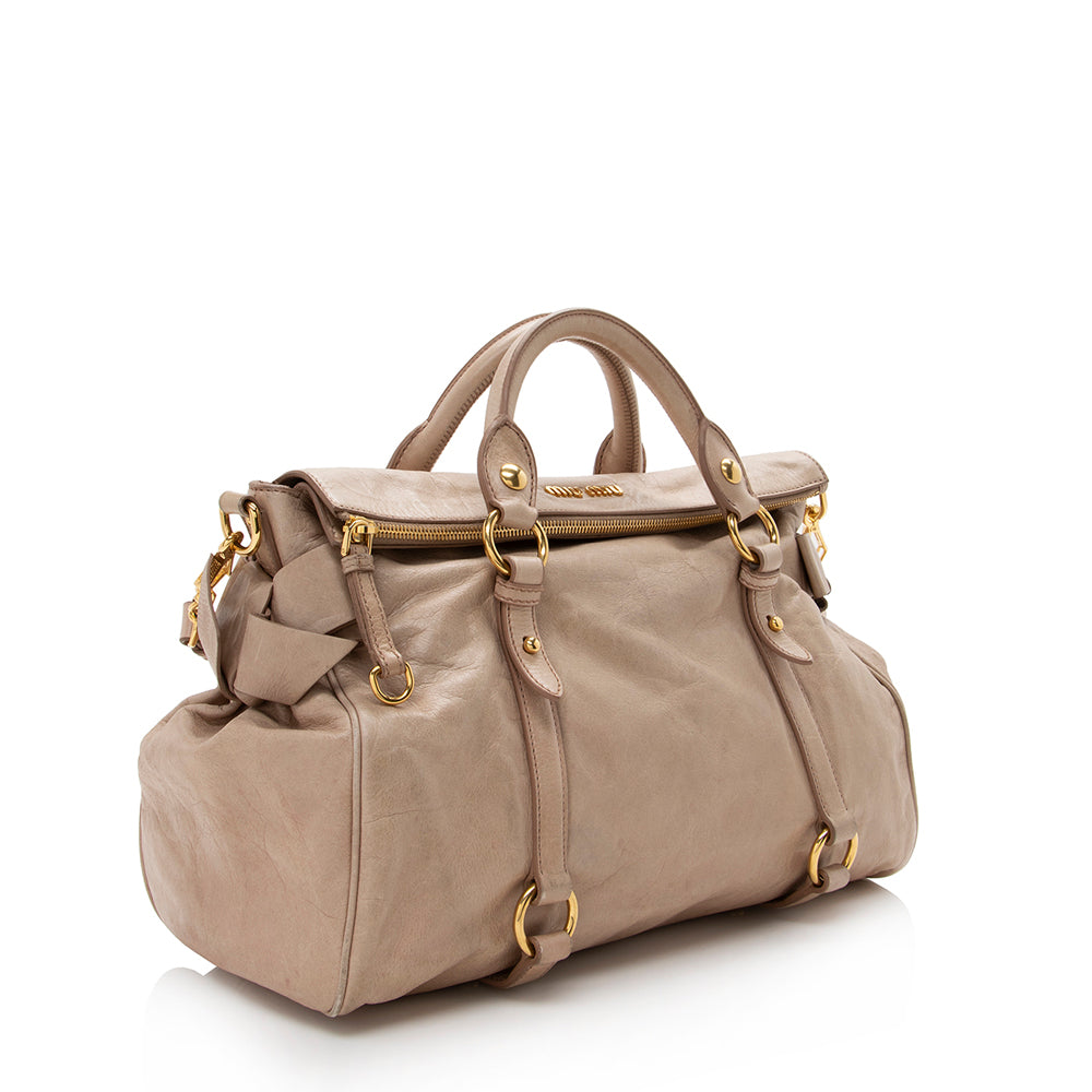 Miu Miu Vitello Lux Large Bow Satchel (SHF-15829)