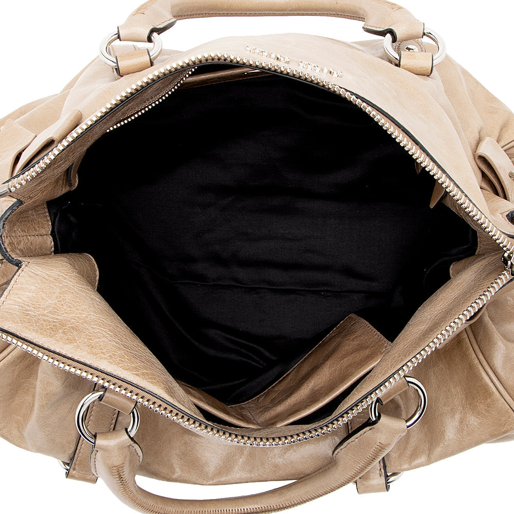 Miu Miu Vitello Lux Large Bow Satchel - FINAL SALE (SHF-17657)