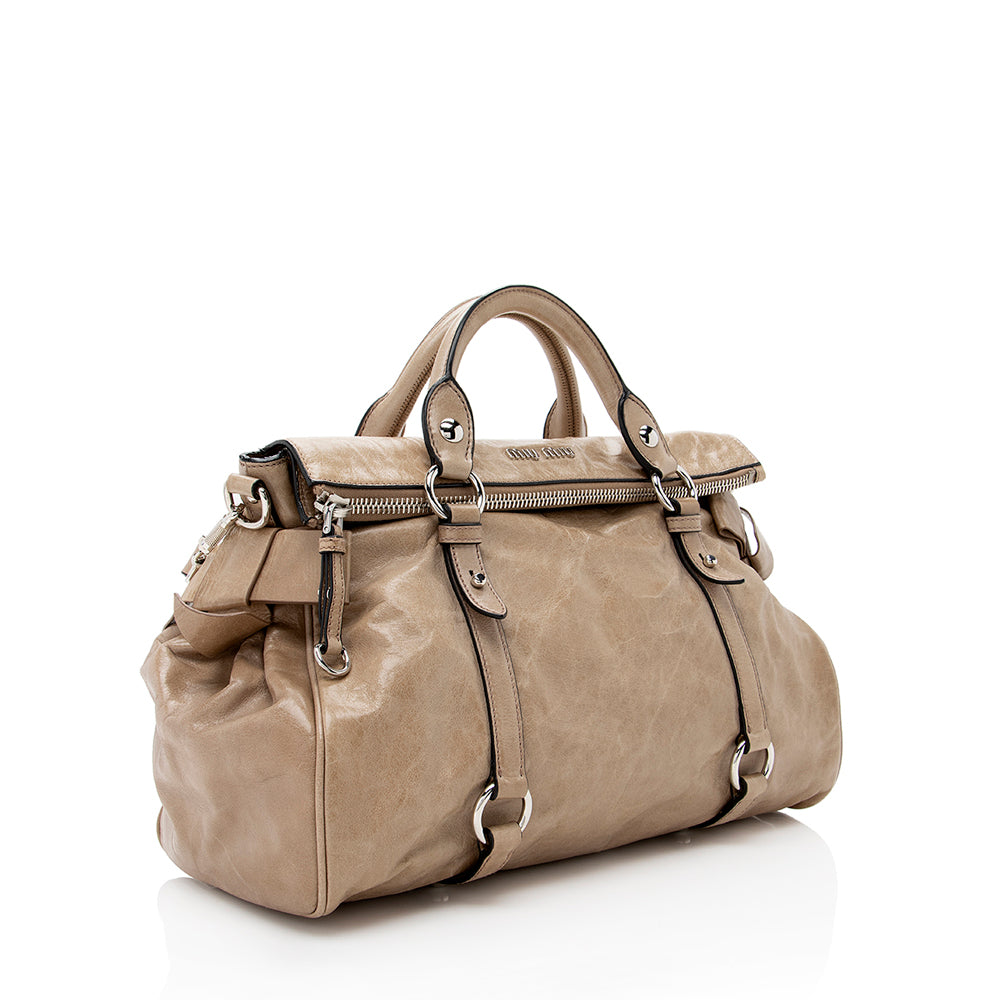 Miu Miu Vitello Lux Large Bow Satchel - FINAL SALE (SHF-17657)