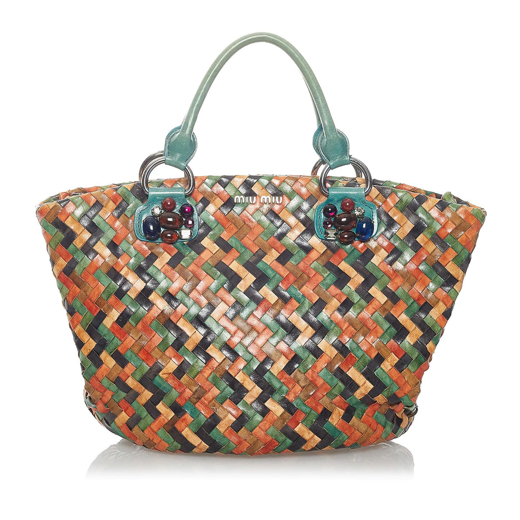 Miu Miu Woven Leather Tote Bag (SHG-31259)