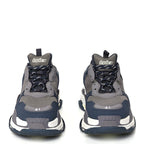Balenciaga Fabric Mesh Mens Triple S Sneakers 41 Dark Grey Navy