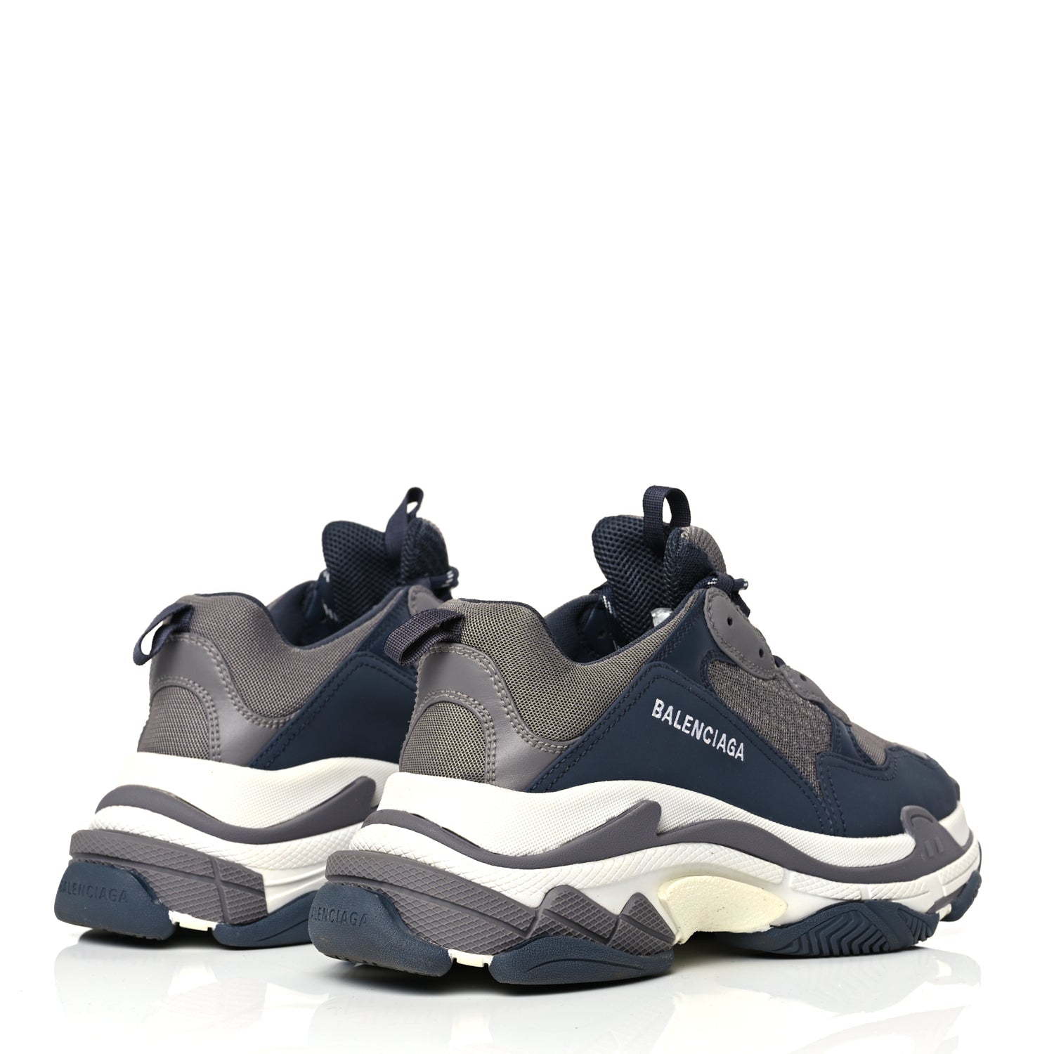 Balenciaga Fabric Mesh Mens Triple S Sneakers 41 Dark Grey Navy