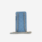 Chanel CC Phone Holder -  Blue Caviar | Champagne Gold Hardware