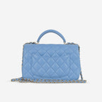 Chanel Mini Top Handle Flap - Blue Lambskin  | Champagne Gold Hardware