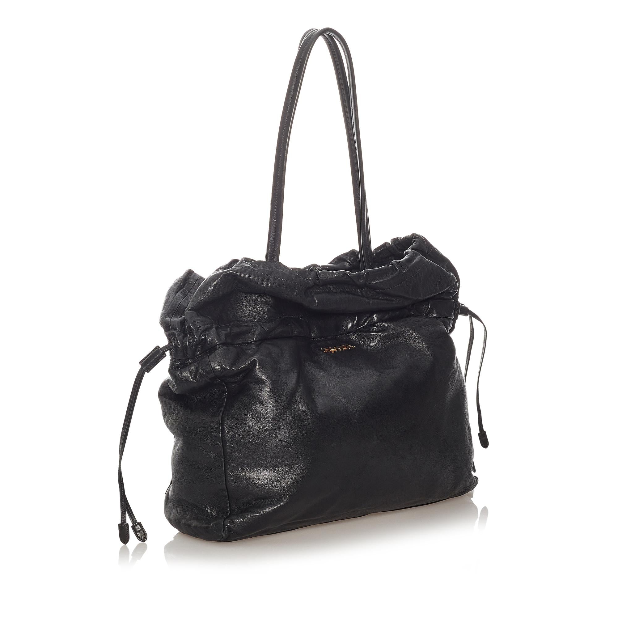 Prada Bow Lambskin Leather Tote Bag (SHG-27448)