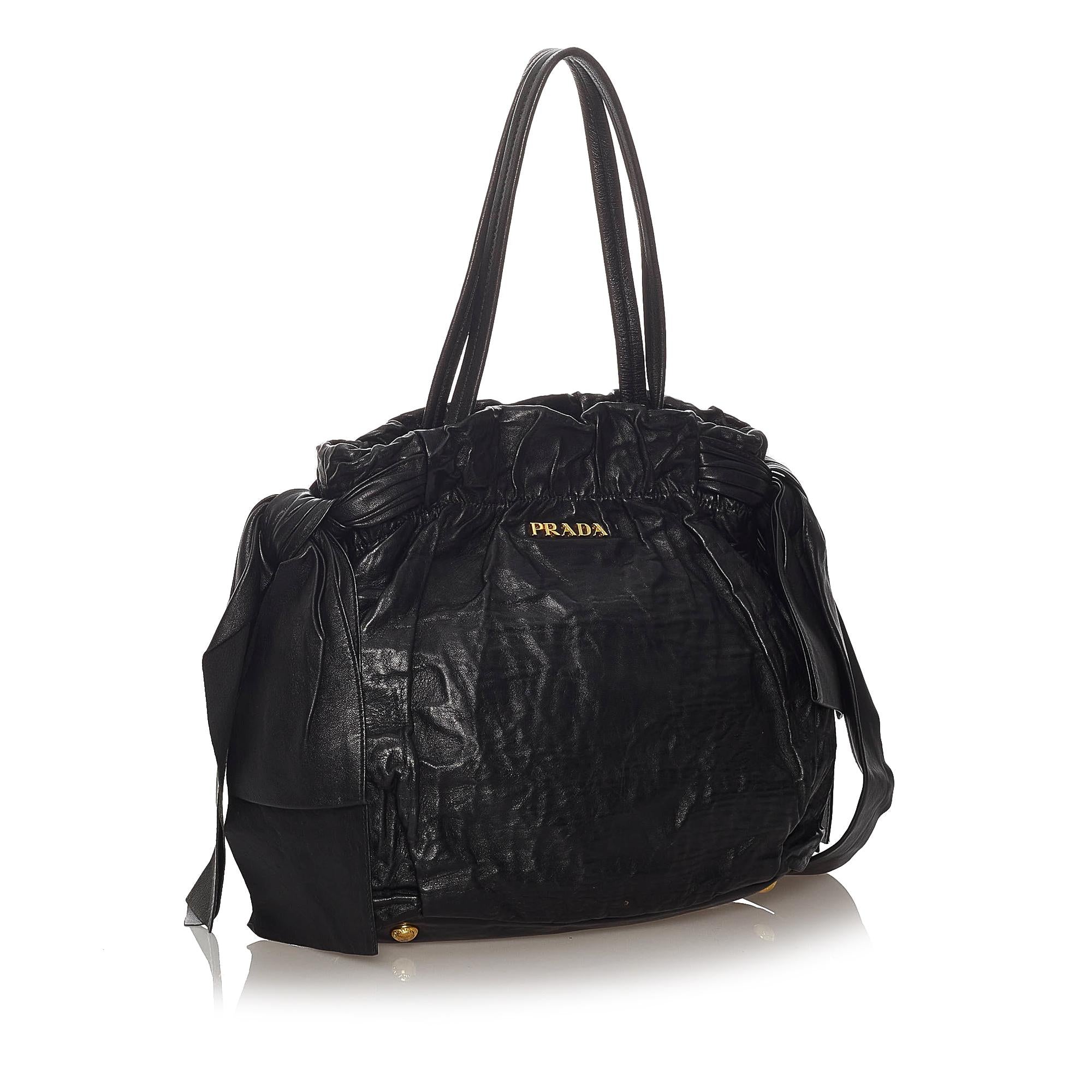 Prada Bow Leather Shoulder Bag (SHG-27742)
