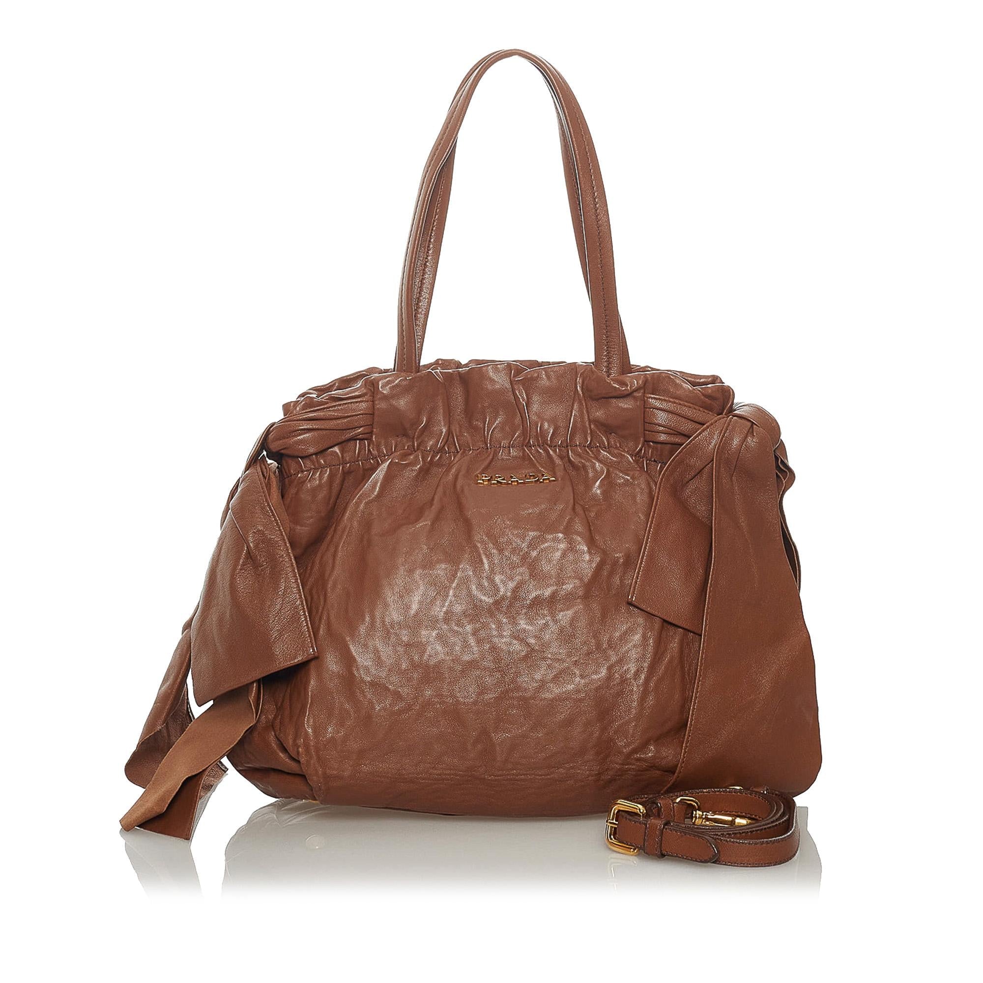 Prada Bow Nappa Leather Satchel (SHG-28507)