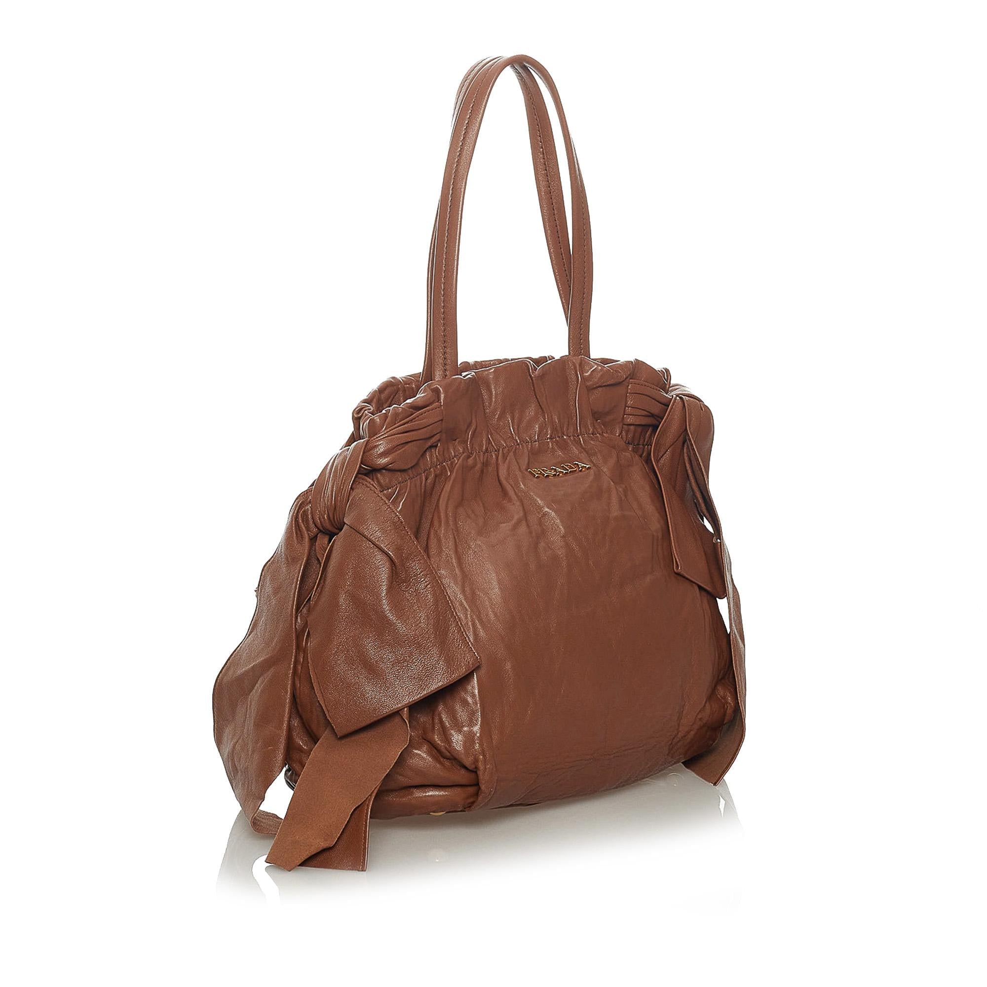 Prada Bow Nappa Leather Satchel (SHG-28507)