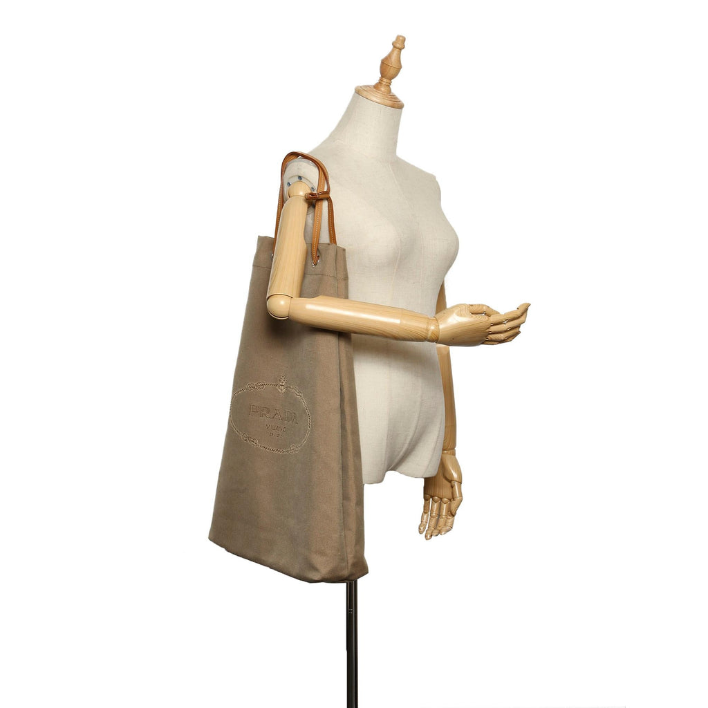 Prada Canapa Drawstring Canvas Bucket Bag (SHG-13656)