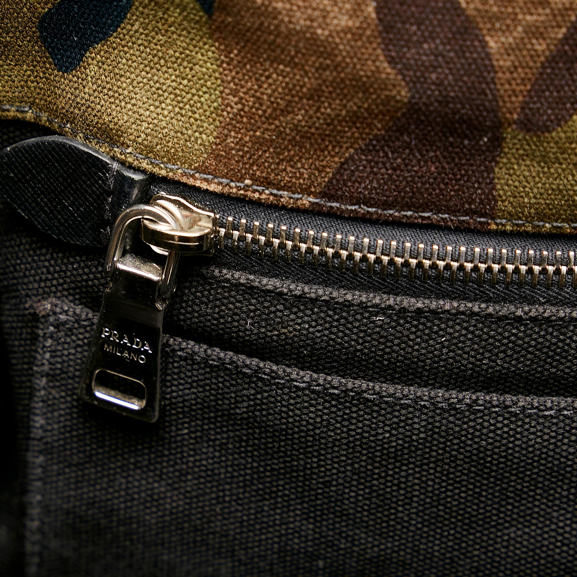 Prada Canapa Logo Camouflage Canvas Satchel (SHG-26910)
