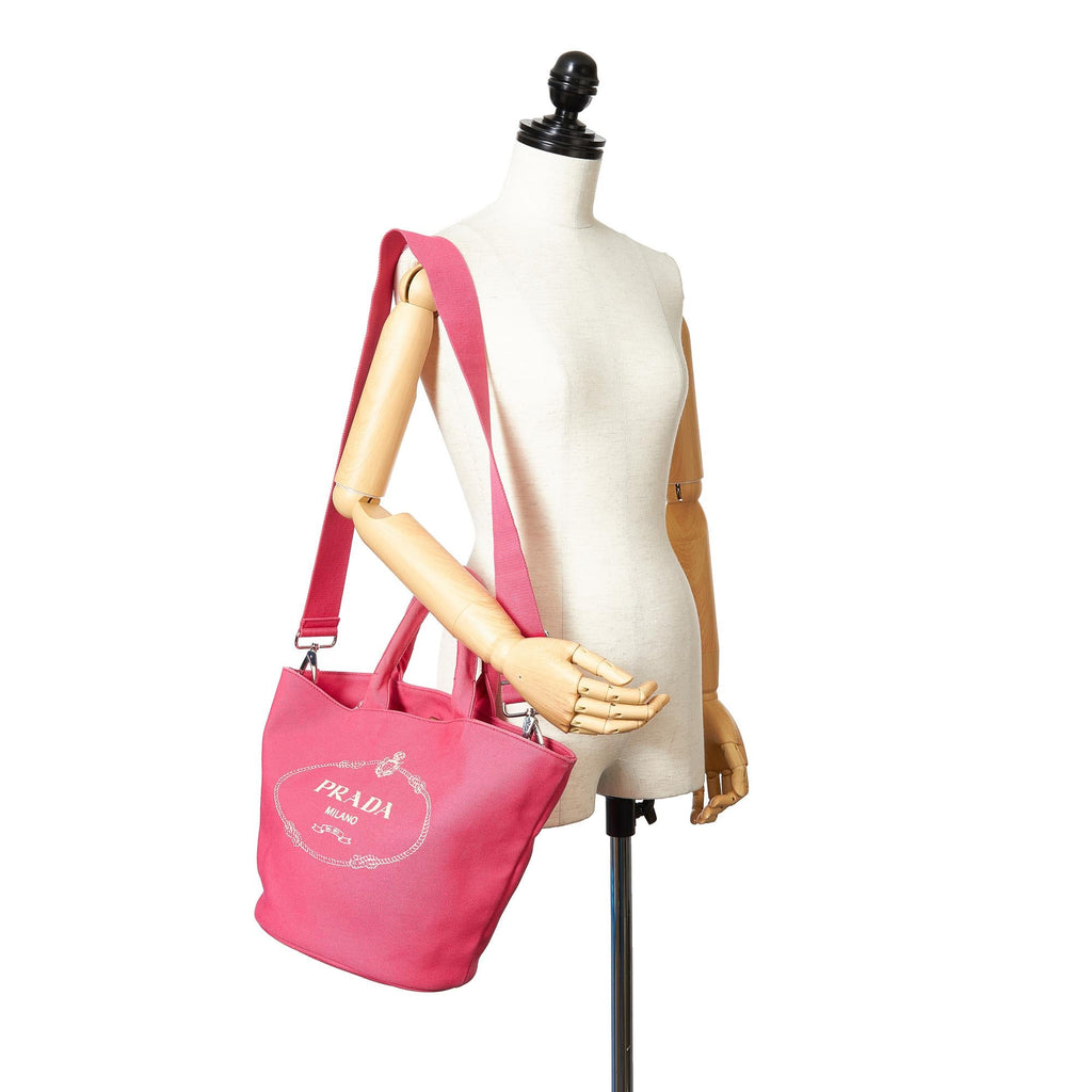 Prada Canapa Logo Canvas Satchel (SHG-25469)