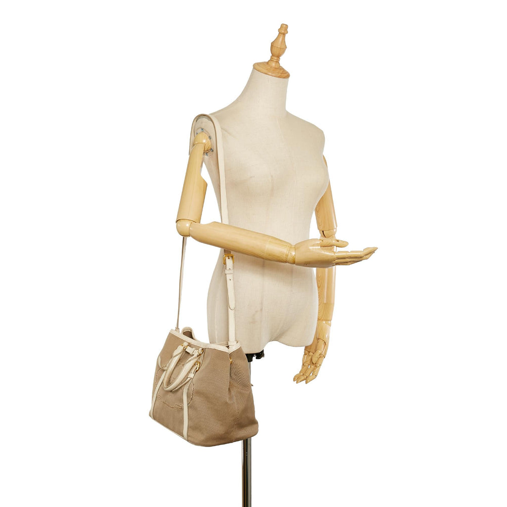 Prada Canapa Logo Canvas Satchel (SHG-25823)