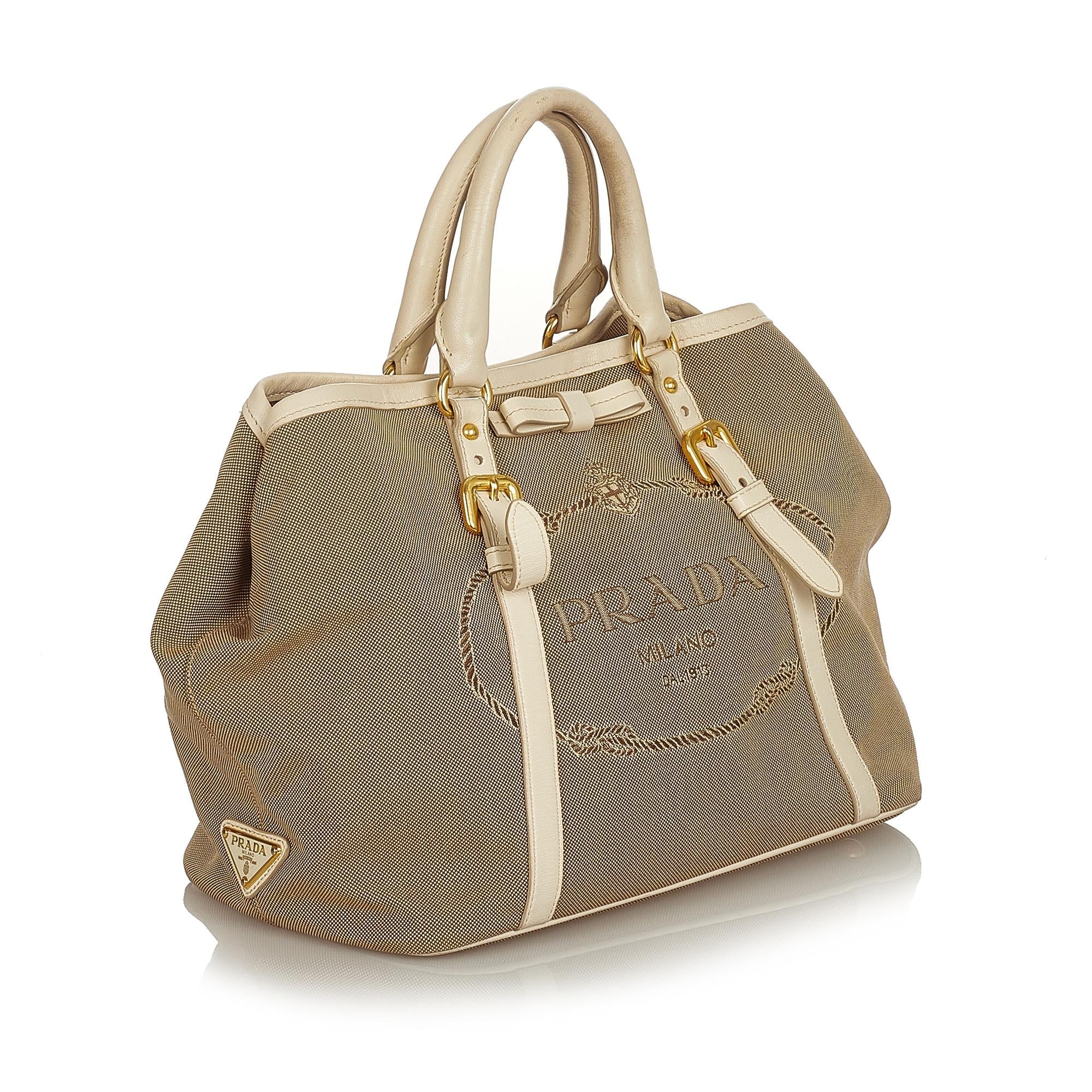 Prada Canapa Logo Canvas Satchel (SHG-25823)