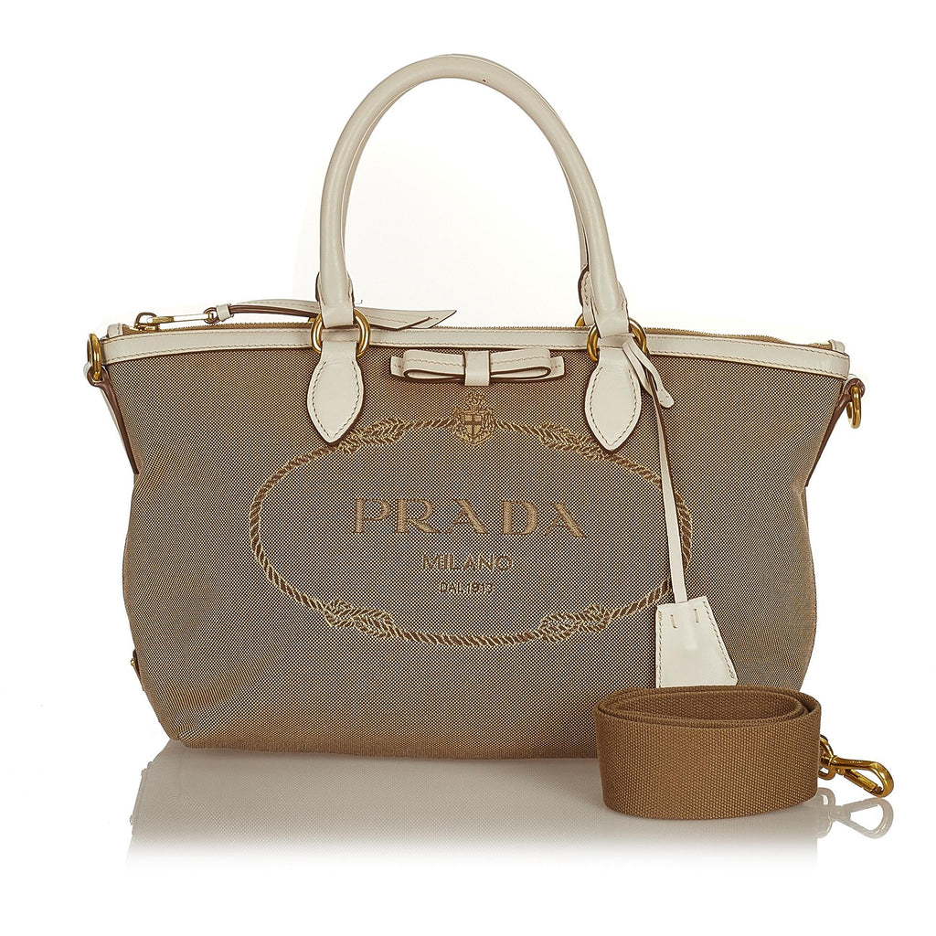 Prada Canapa Logo Canvas Satchel (SHG-27085)