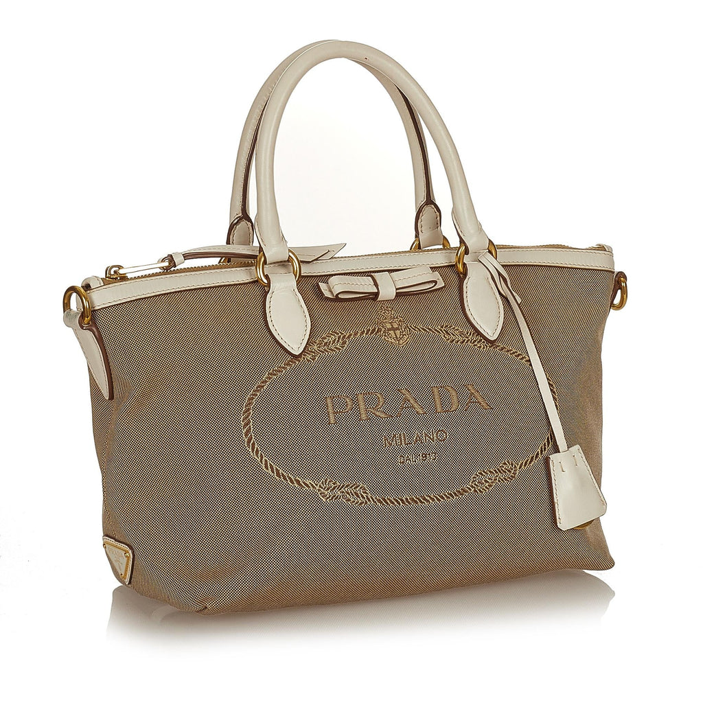 Prada Canapa Logo Canvas Satchel (SHG-27085)