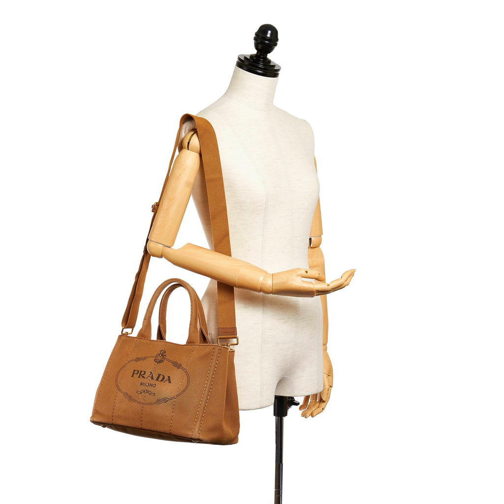 Prada Canapa Logo Canvas Satchel (SHG-27731)