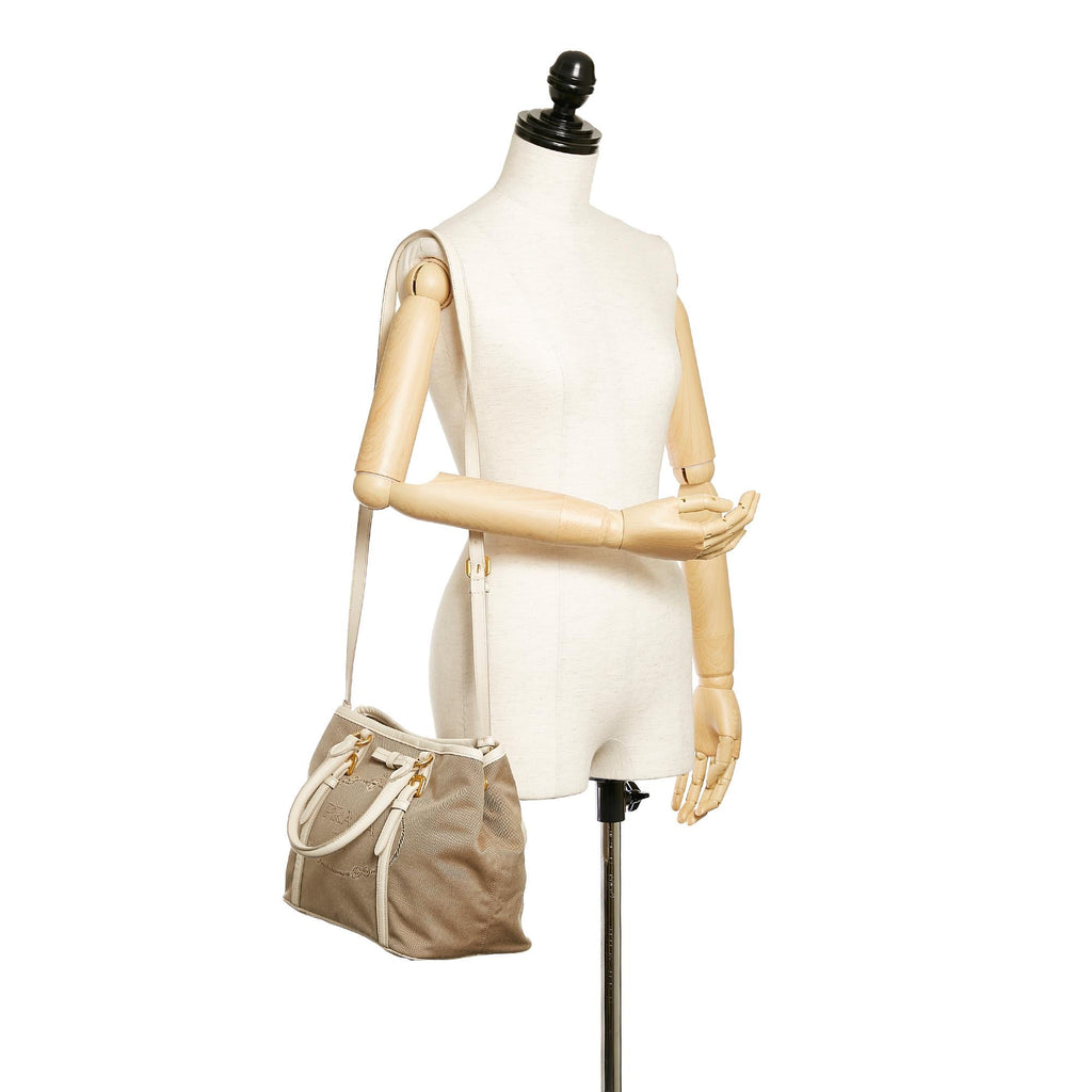 Prada Canapa Logo Canvas Satchel (SHG-27876)