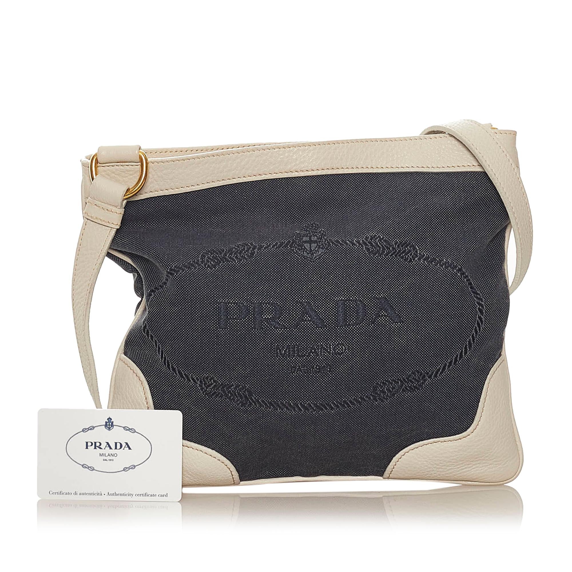 Prada Canapa Logo Denim Crossbody Bag (SHG-28074)