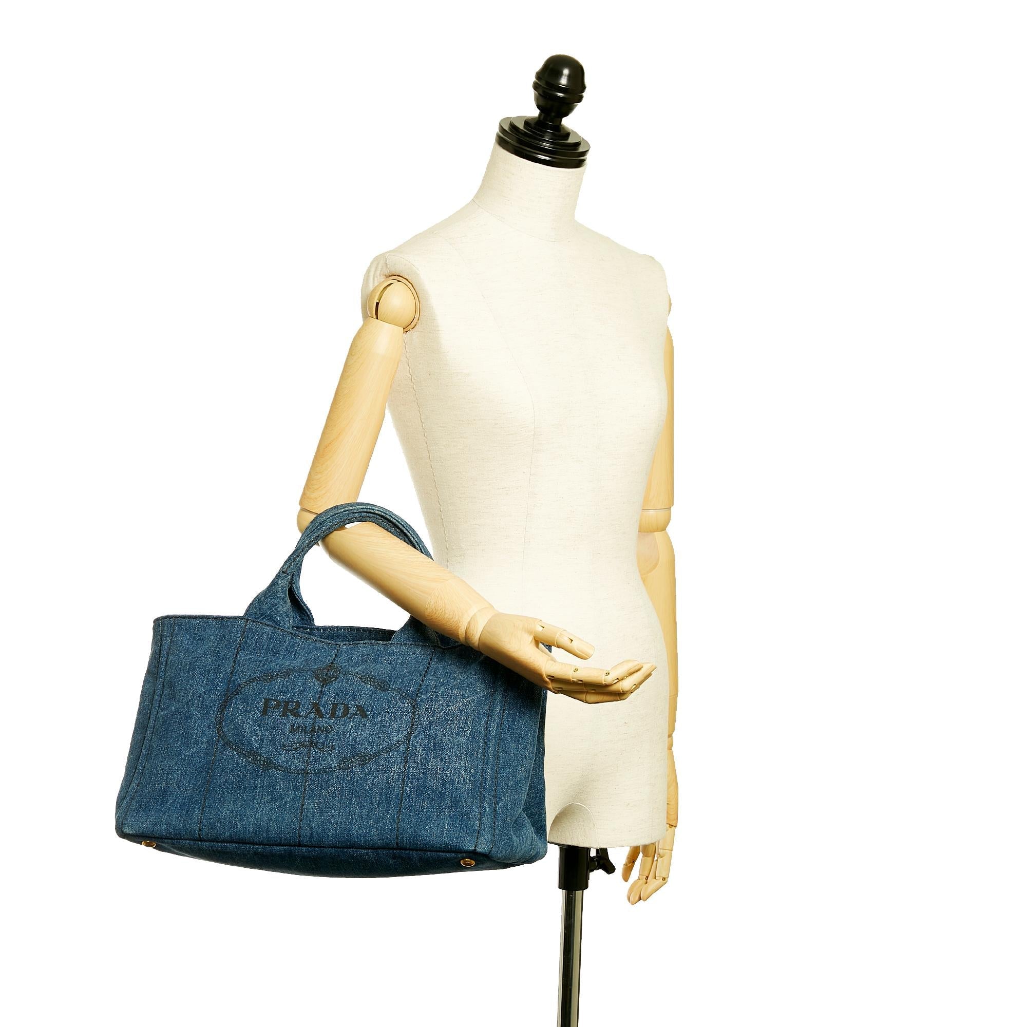 Prada Canapa Logo Denim Hanbag (SHG-27048)