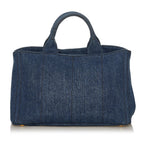 Prada Canapa Logo Denim Satchel (SHG-28405)