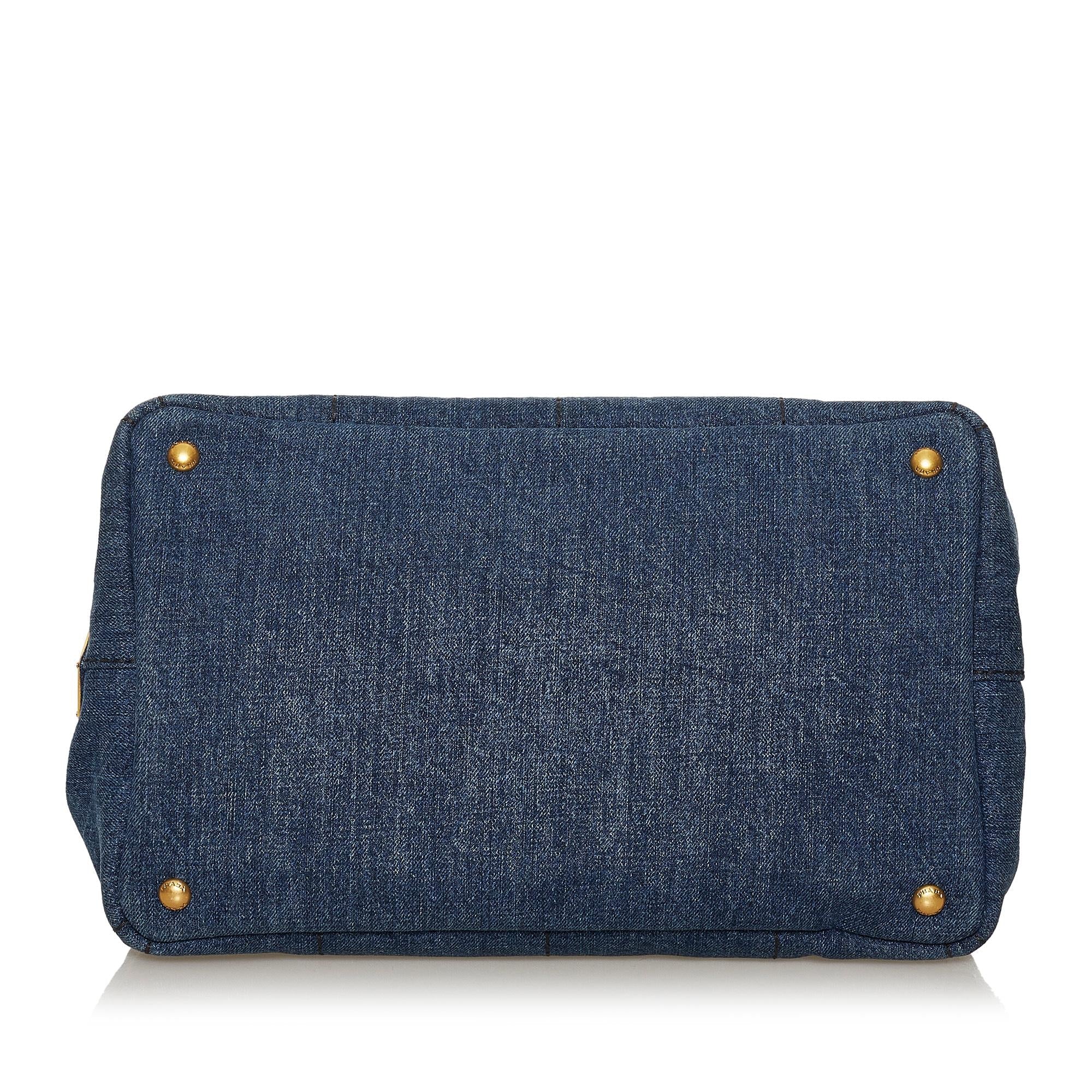 Prada Canapa Logo Denim Satchel (SHG-28405)