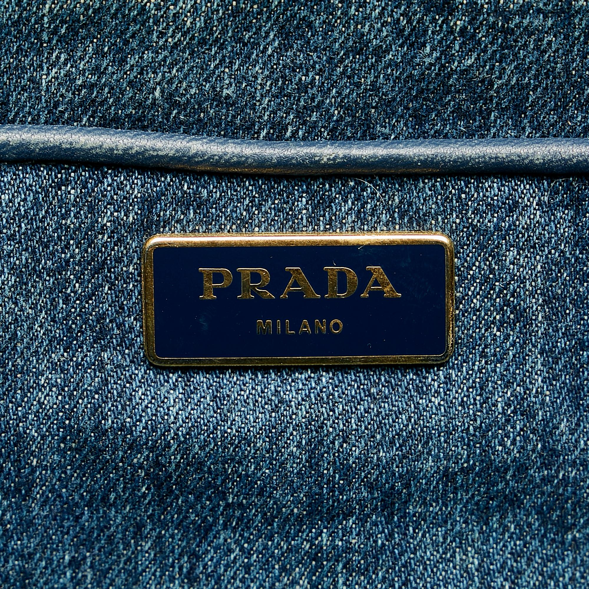 Prada Canapa Logo Denim Tote Bag (SHG-27049)