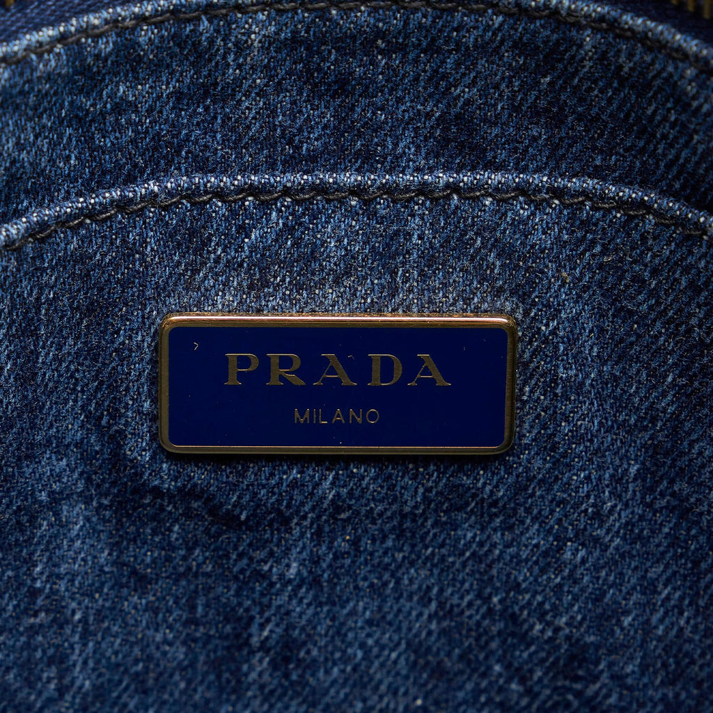 Prada Canapa Logo Denim Tote Bag (SHG-27693)