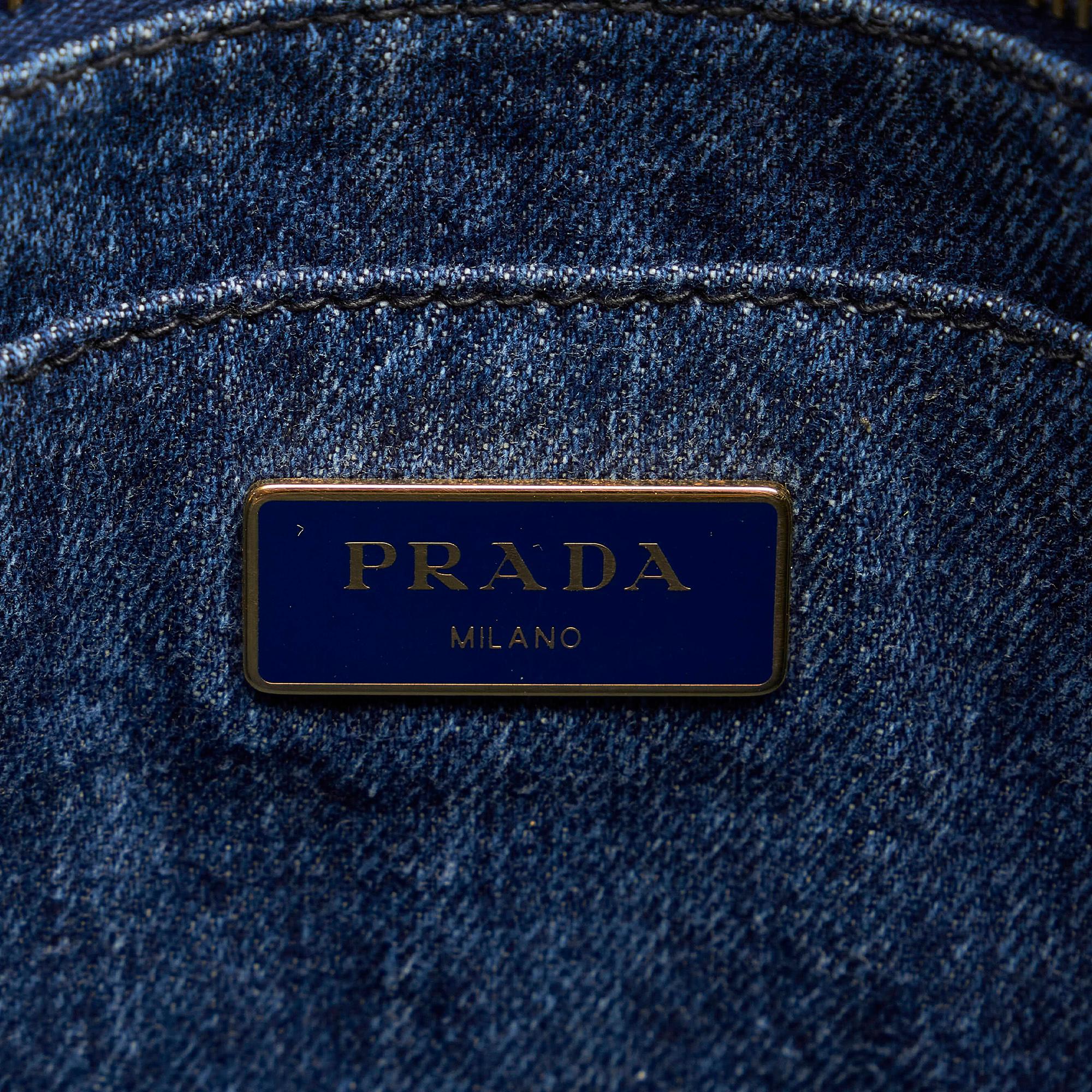 Prada Canapa Logo Denim Tote Bag (SHG-27693)