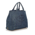 Prada Canapa Logo Denim Tote Bag (SHG-27693)