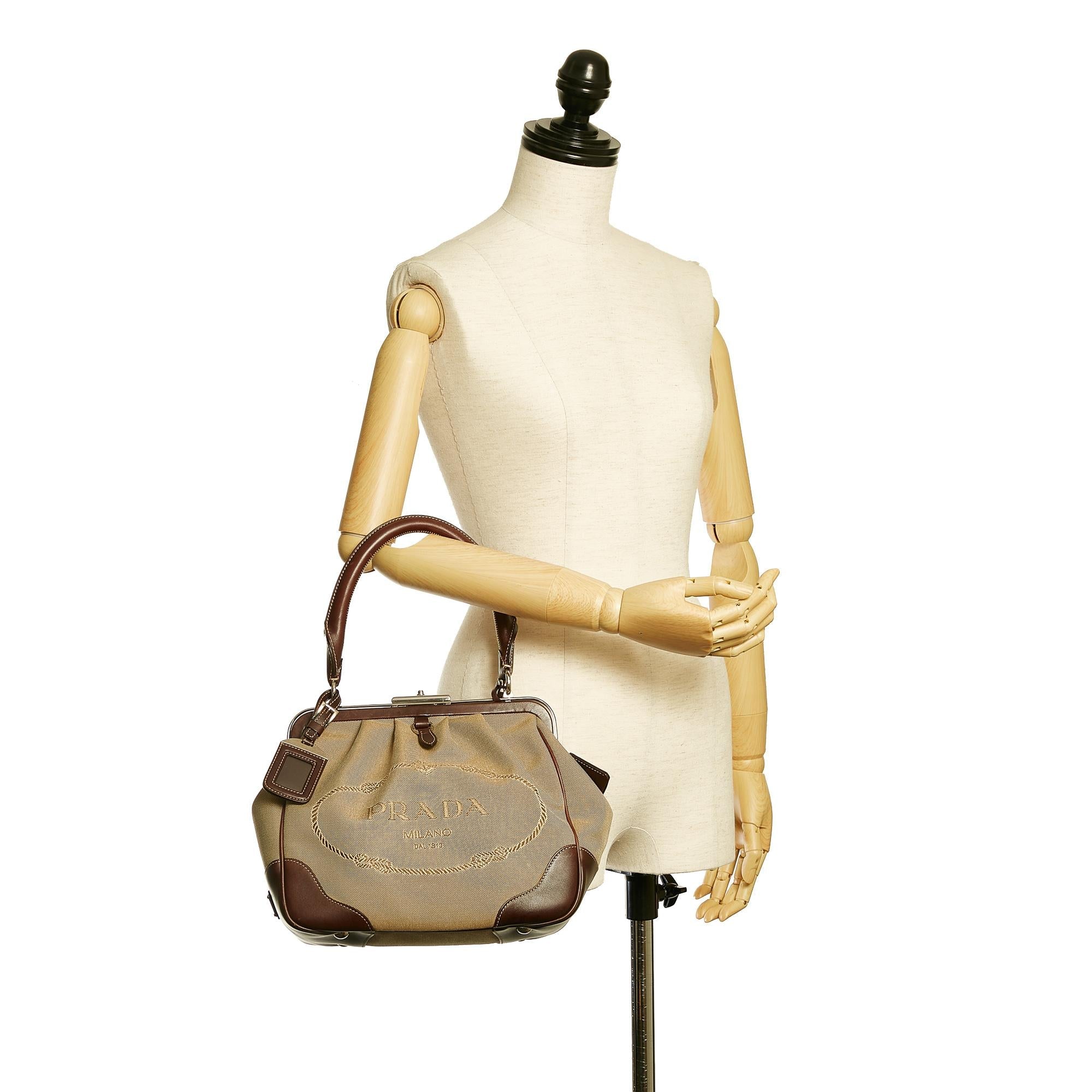 Prada Canapa Logo Frame Handbag (SHG-28728)