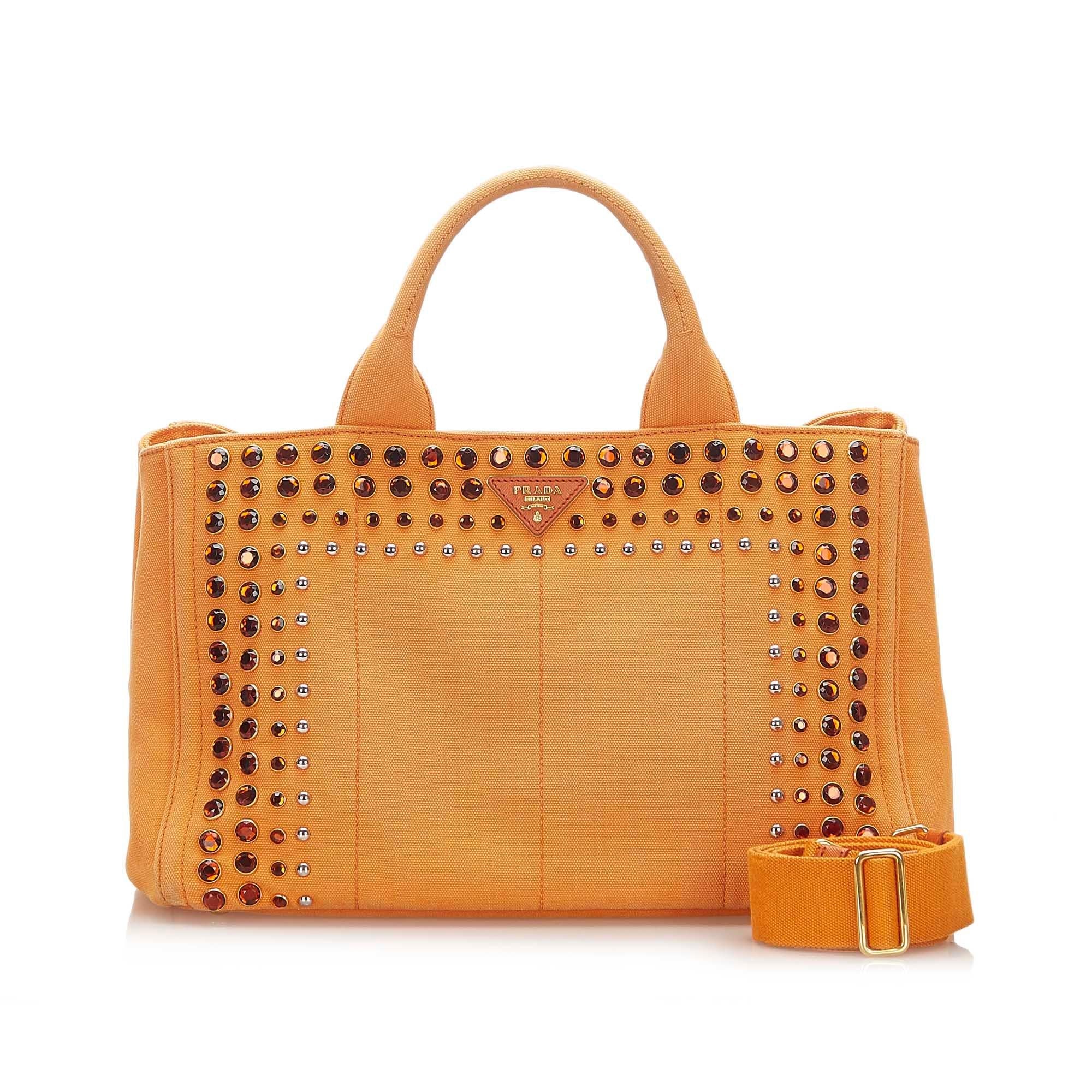 Prada Canapa Studded Canvas Satchel (SHG-17545)