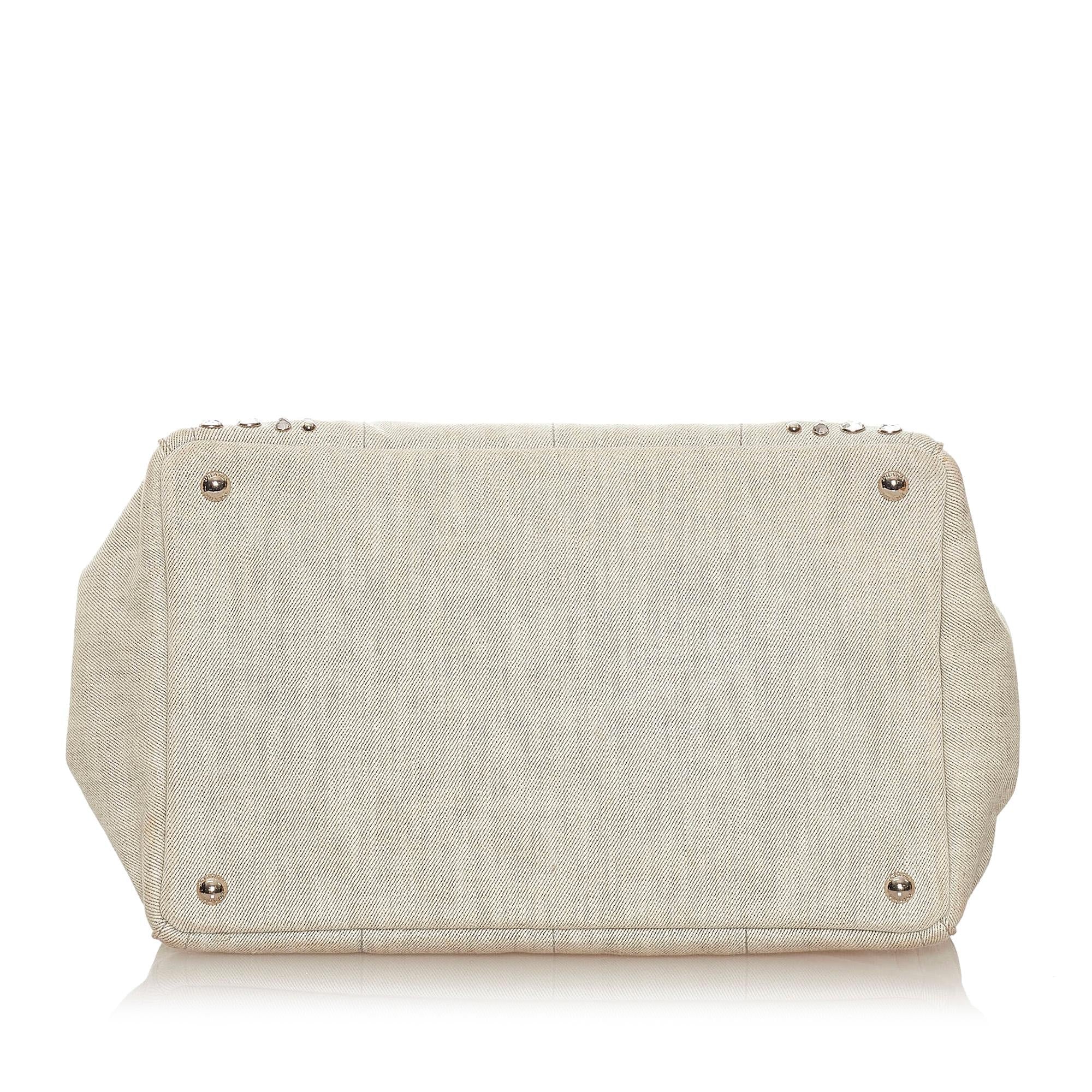 Prada Canapa Studded Canvas Satchel (SHG-28075)