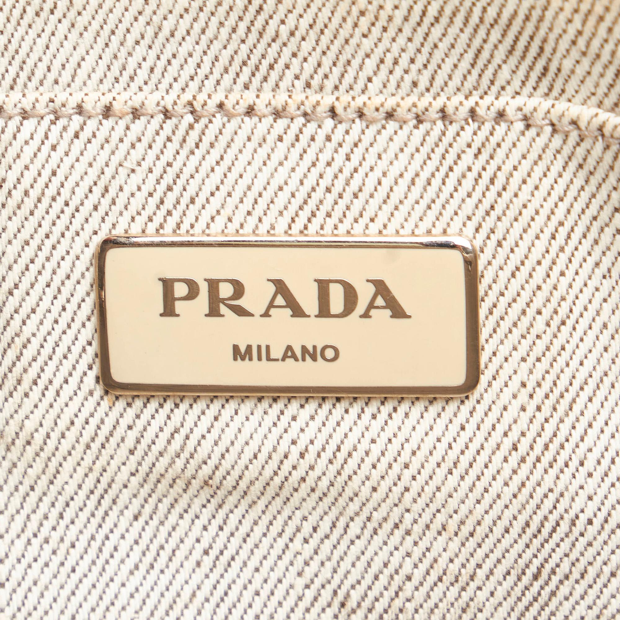 Prada Canapa Studded Canvas Satchel (SHG-28075)