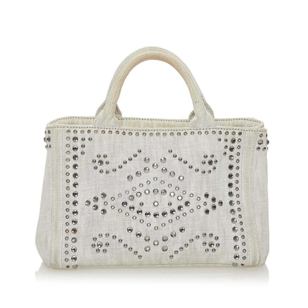 Prada Canapa Studded Canvas Satchel (SHG-28076)