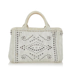 Prada Canapa Studded Canvas Satchel (SHG-28076)