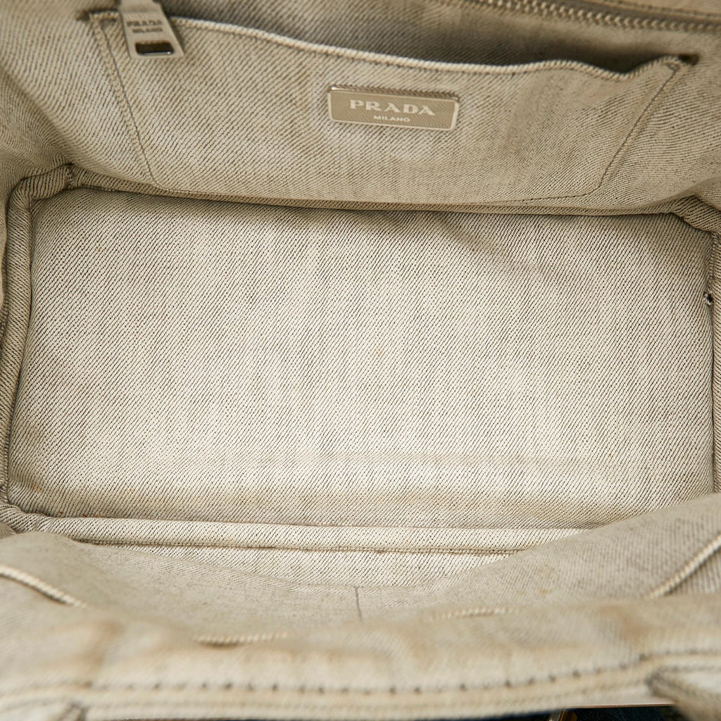 Prada Canapa Studded Canvas Satchel (SHG-28076)
