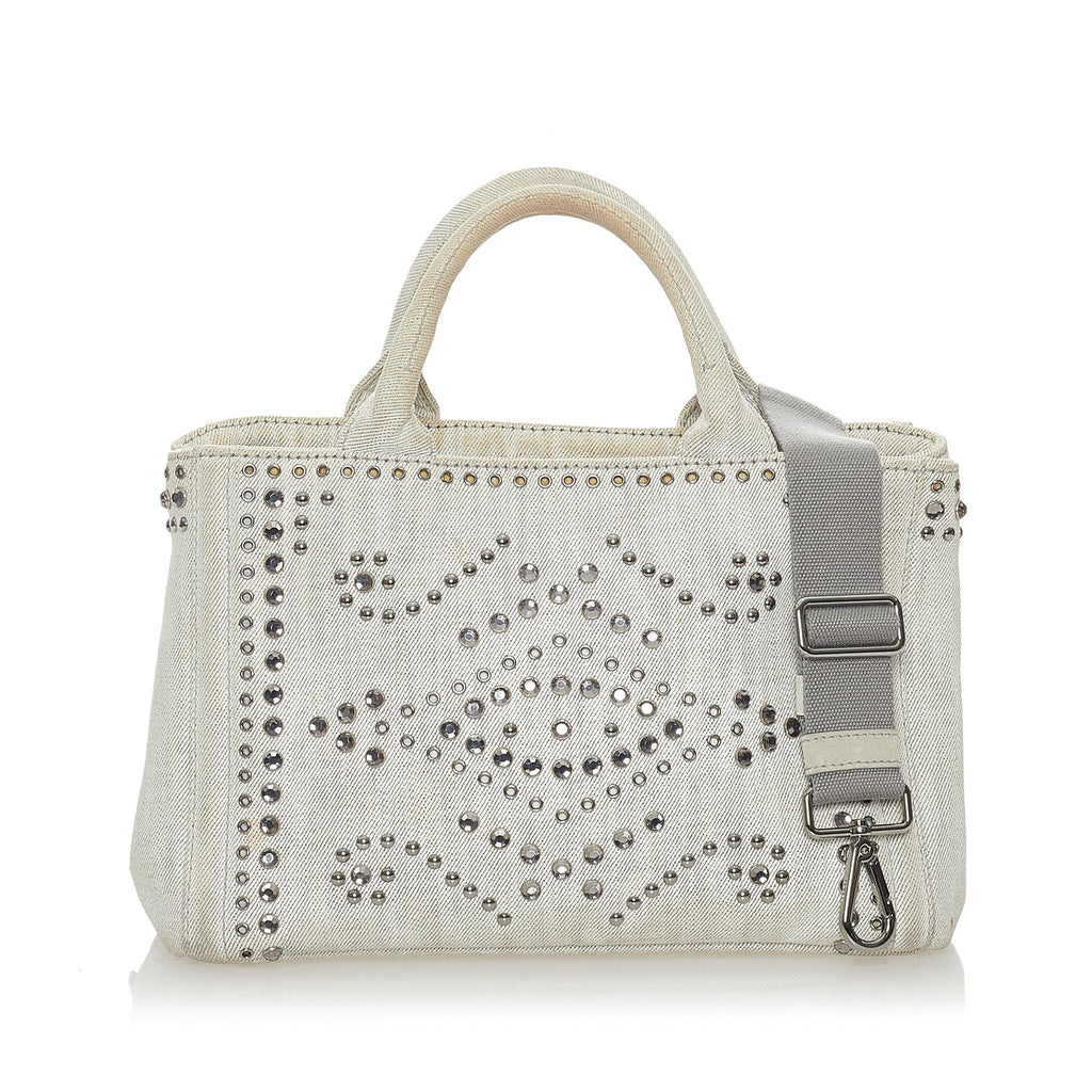 Prada Canapa Studded Canvas Satchel (SHG-28076)