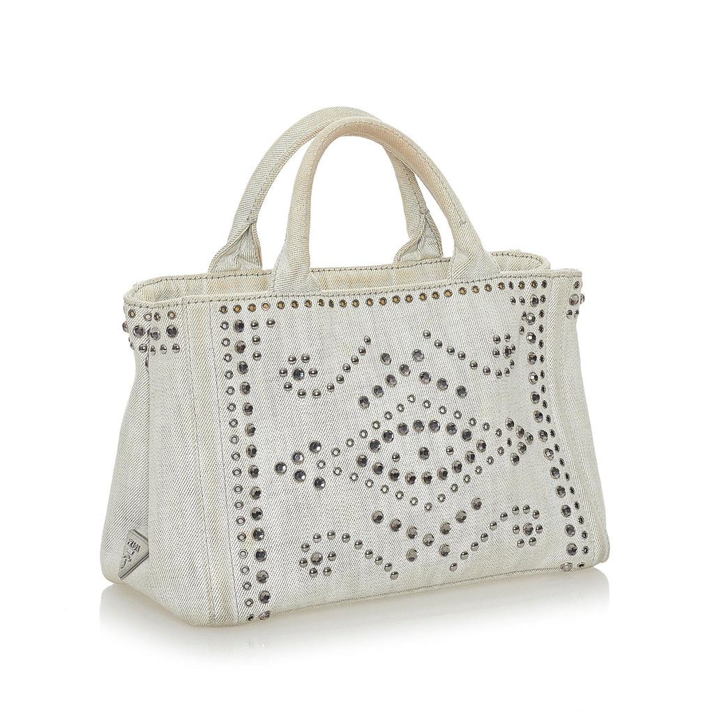 Prada Canapa Studded Canvas Satchel (SHG-28076)