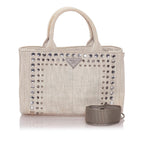 Prada Canapa Studded Canvas Satchel (SHG-28199)
