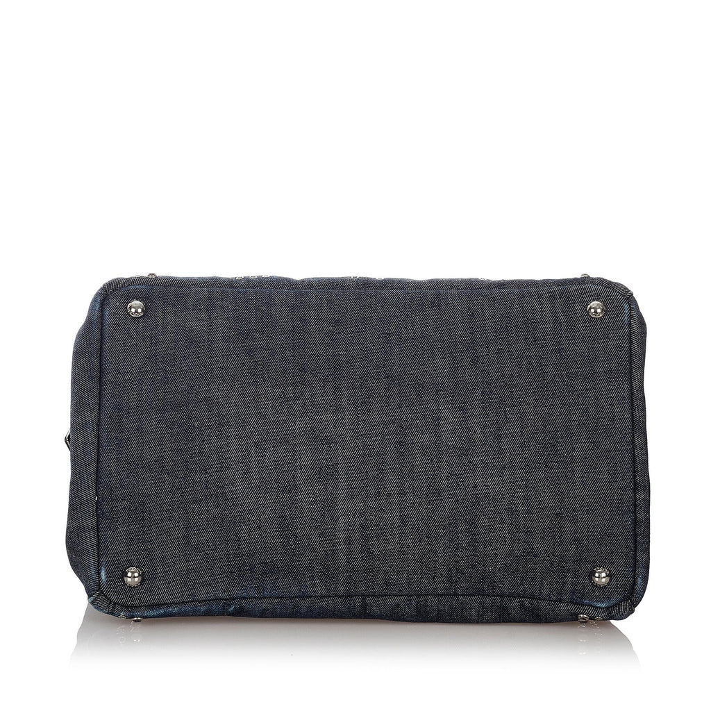 Prada Canapa Studded Denim Tote Bag (SHG-26862)