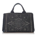 Prada Canapa Studded Denim Tote Bag (SHG-26862)
