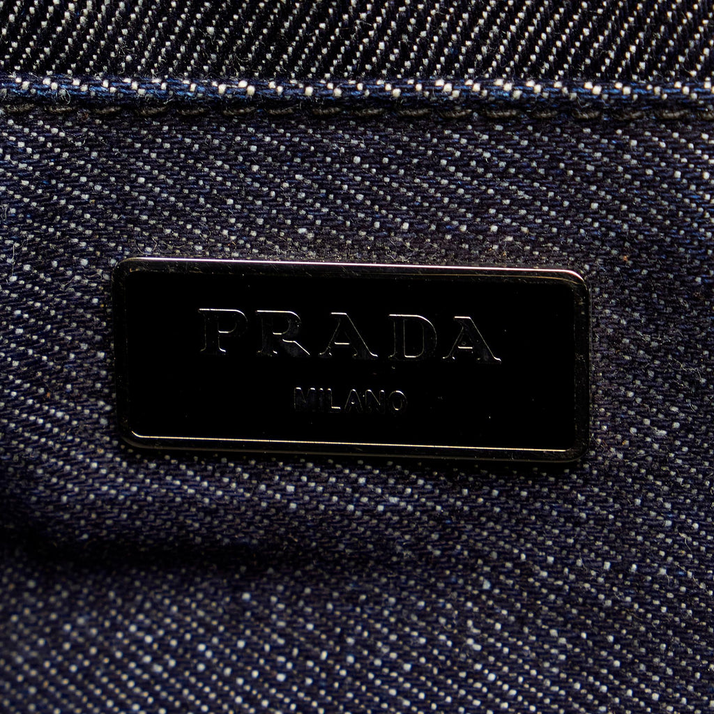 Prada Canapa Studded Denim Tote Bag (SHG-26862)