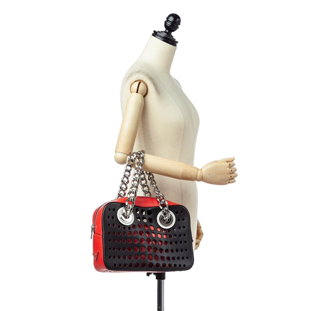 Prada City Fori Perforated Handbag (SHG-27412)