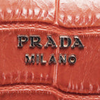 Prada Croc Embossed Leather Handbag (SHG-26197)