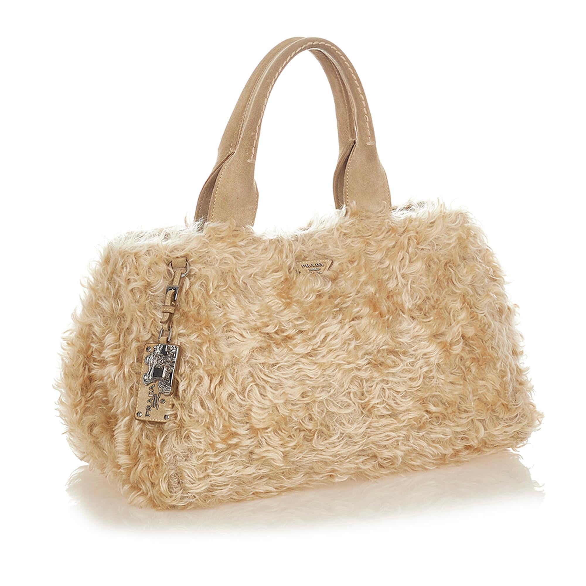 Prada Eco Kidassia Faux Fur Garden Handbag (SHG-25078)