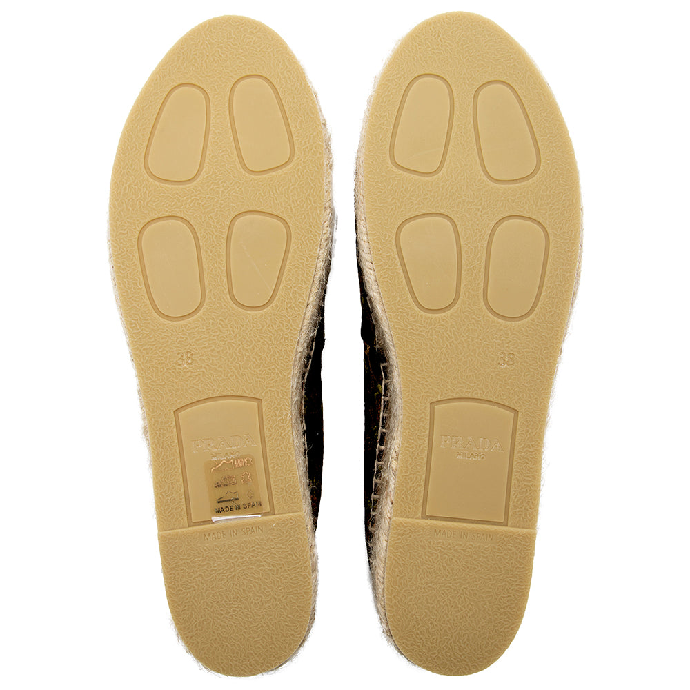 Prada Floral Jacquard Anemon Espadrilles - Size 8 / 38 (SHF-18660)