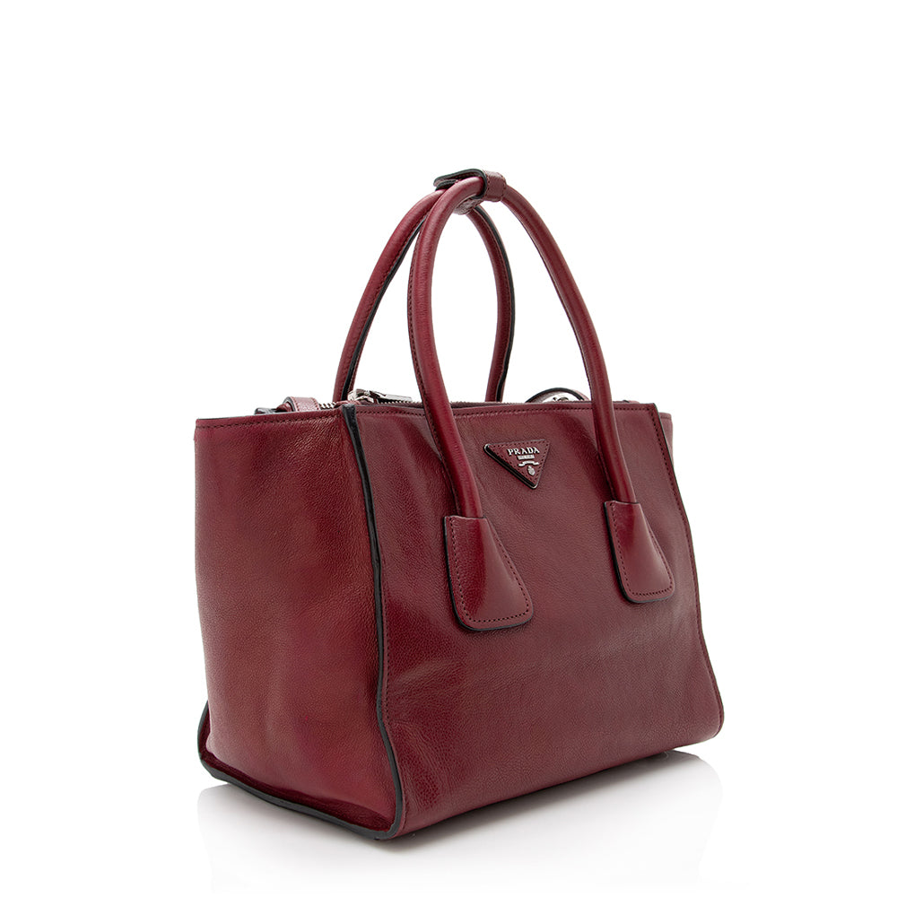 Prada Glace Calf Twin Pocket Tote (SHF-17182)