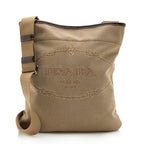 Prada Canvas Jacquard Logo Messenger Bag (SHF-17122)